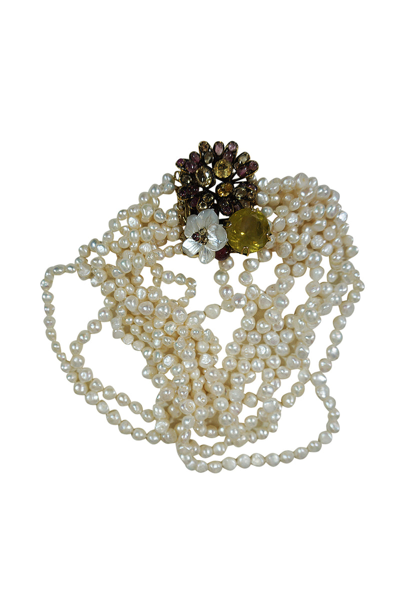1990s Iradj Moini Multi-Strand Freshwater Pearl Choker Necklace