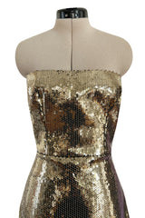 Resort 2020 Alex Perry Supermodel Long Strapelss Gold Sequin 'Howard' Dress