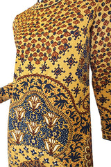1960s Printed Jersey Goldworm Dress