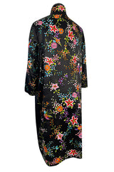 Extraordinary 1920s Colourful Densely Embroidered Black Silk Asian Evening Coat