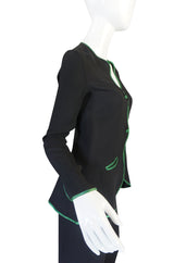 1970s Green Trim Ossie Clark Moss Crepe Trouser Suit