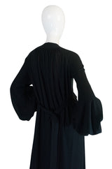 c1969 Iconic Ossie Clark "Graduation" Black Plunge Dress