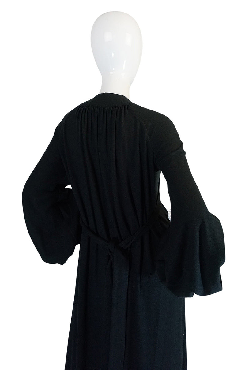 c1969 Iconic Ossie Clark "Graduation" Black Plunge Dress