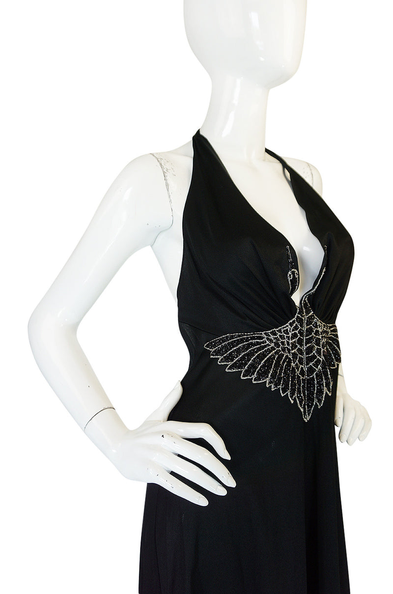 Museum Held 1971 John Kloss Beaded "Black Swan" Dress