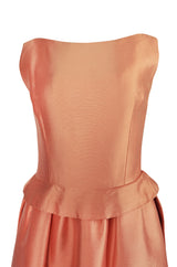 c.1965 Christian Dior Demi-Couture Peach Silk 'Apron' Dress
