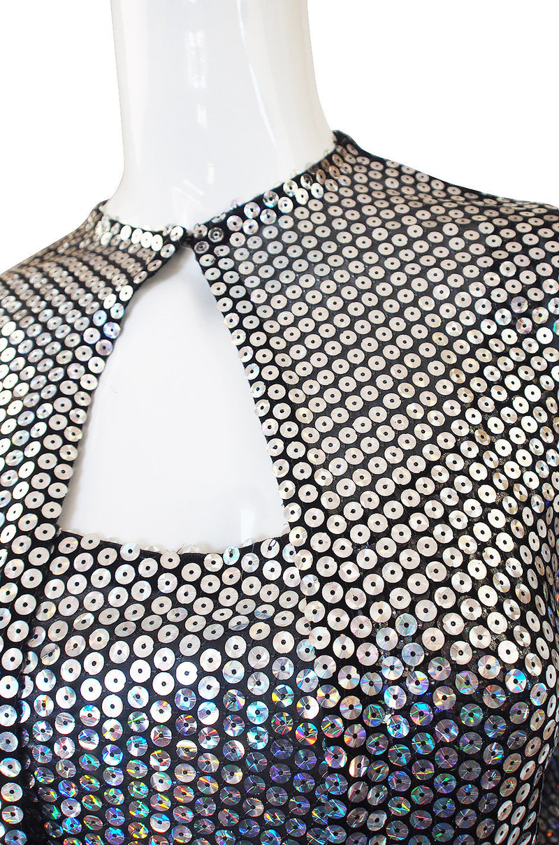 1970s Halston Silver Sequin Tank & Jacket