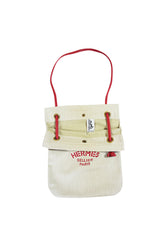 Vintage Hermes "Sellier Paris" Red PM Canvas Shoulder Bag