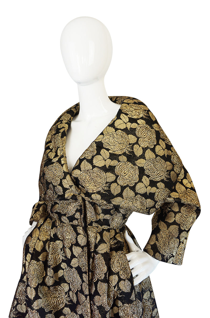 1950s Rich Gold Thread Silk Brocade "New Look" Coat