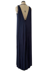 Cruise 2020 Christian Dior by Maria Grazia Chiuri Deep Blue Cape Back Jersey Dress