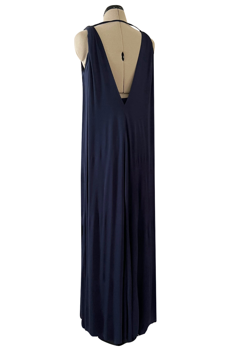 Cruise 2020 Christian Dior by Maria Grazia Chiuri Deep Blue Cape Back Jersey Dress