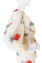 Pretty 1970s Ted Lapidus Floral Skirt & Top Set