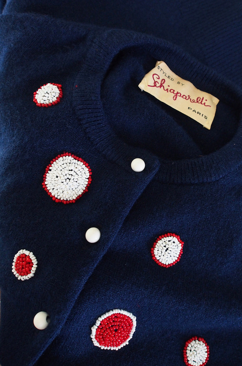 Rare 1950s Schiaparelli Hand Beaded Sweater
