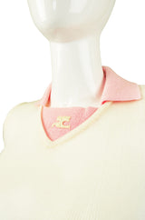 1960s Numbered Courreges Pink Skirt & Sweater Set