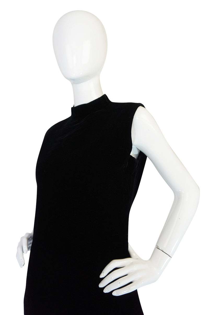1960s Couture Pierre Cardin Black Velvet "Tabard" Dress