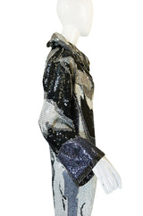 1983 Silver and Pewter Sequin Halston Tunic Dress