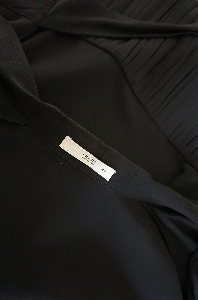Stunnng Recent Black Silk Crepe Pleated Prada Top – Shrimpton Couture