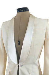 Immaculately Tailored 2003 Alexander McQueen Ivory Jacket w Silk Satin Lapels