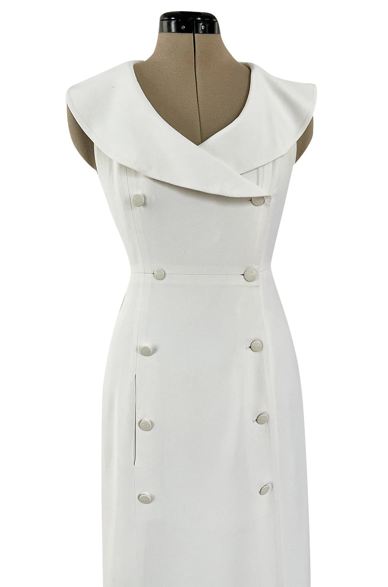 Chic Cruise 1997 Chanel by Karl Lagerfeld White Dress w Large Collar & –  Shrimpton Couture