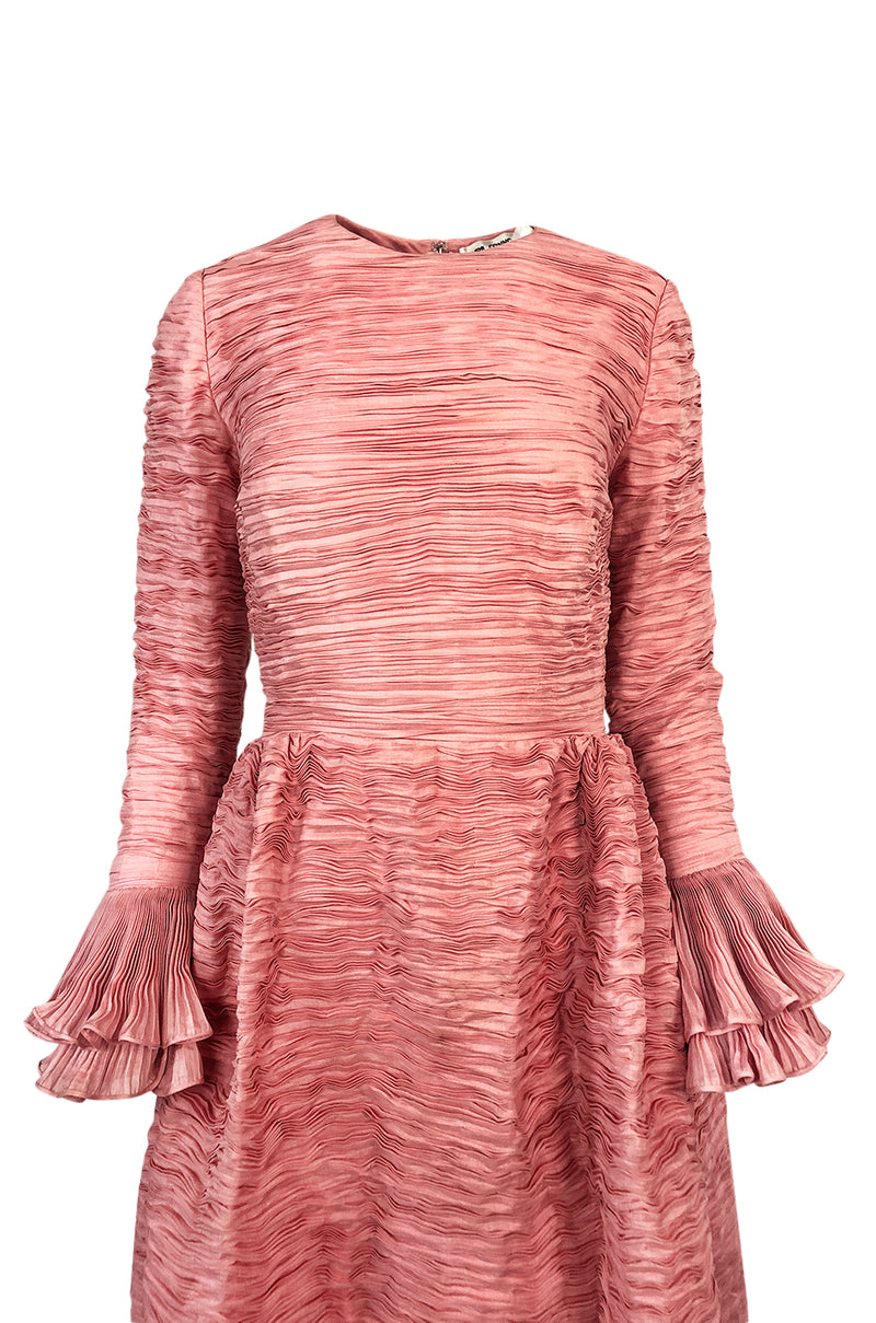 1960s Sybil Connolly Couture 'Non Chalance' Pink Pleated Linen Dress