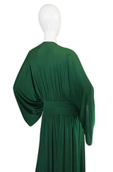 1960s Jean Patou Demi-Couture Green Jersey Caftan Dress