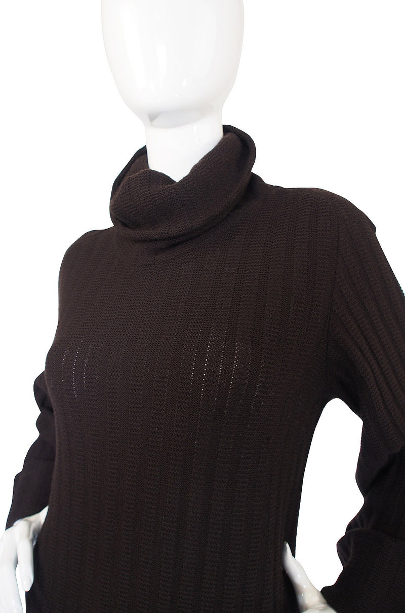 1970s Cable Knit Chloe Chocolate Dress