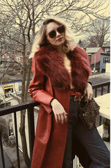 Rare 1970s Red Snakeskin & Fox Gucci Trench Coat
