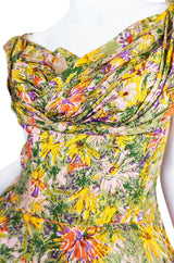 Extraordinary 1950s Yellow Silk Ceil Chapman Dress
