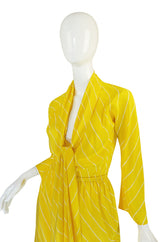 S/S 1976 Halston Demi-Couture Bias Cut Yellow Silk Dress