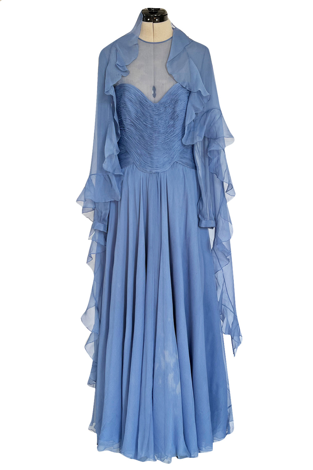 Incredible 1980s Valentino Haute Couture Pale Blue Silk Chiffon Dress Shrimpton Couture Incredible 1980s Valentino Haute Couture Pale Blue Silk Chiffon Dress Shrimpton Couture