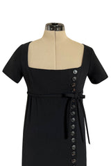 Incredible 1963 Norman Norell Black Crepe Button Dress Twin Worn by Judy Garland