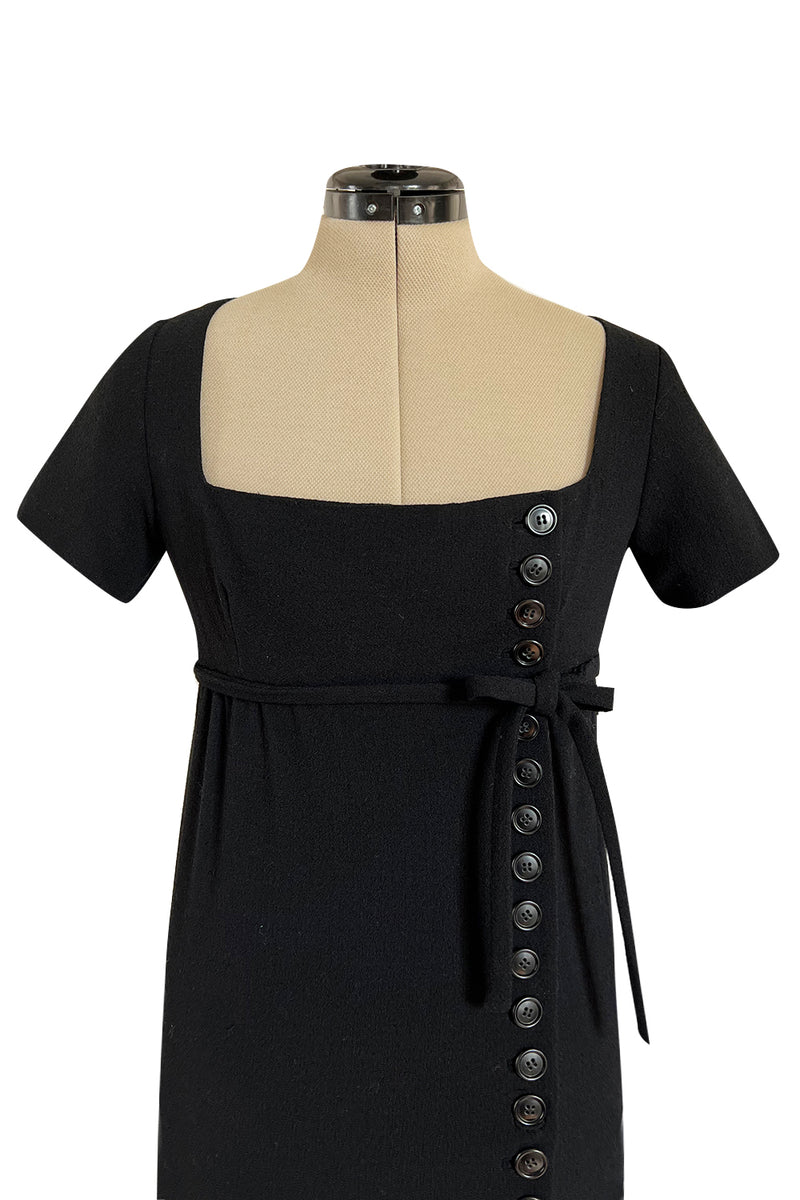 Incredible 1963 Norman Norell Black Crepe Button Dress Twin Worn by Judy Garland