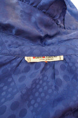 1970s Yves Saint Laurent Ocean Blue Silk Top