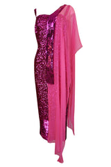 1950s Mr. Blackwell Demi-Couture Densely Covered Pink Sequin Dress
