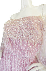 1960s Ethereal Alfred Bosand Sequin & Net Gown