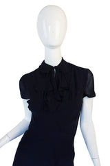 c1968 Guy Laroche Haute Couture Navy Silk Dress Ensemble