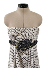 Pretty Spring 2009 Valentino Runway Strapless Dotted Silk w Front Detailing