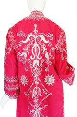 1960s Silver Thread Embroidered Pink Adonis Caftan