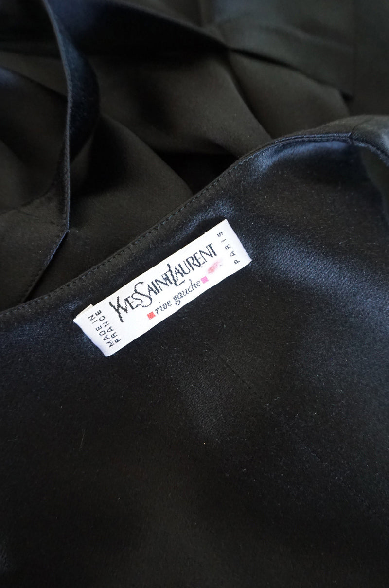Iconic 1990s Black Silk Yves Saint Laurent Tuxedo Vest