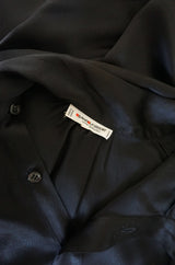 1970s Rich Black Silk Tie Yves Saint Laurent Top