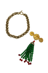 1980s Yves Saint Laurent Poured Glass Brilliant Brooch Necklace