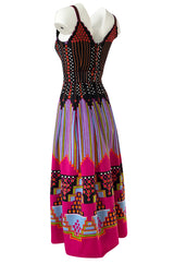 c.1974 Lanvin by Jules-Francois Crahay Pretty Printed Dress w Scarf