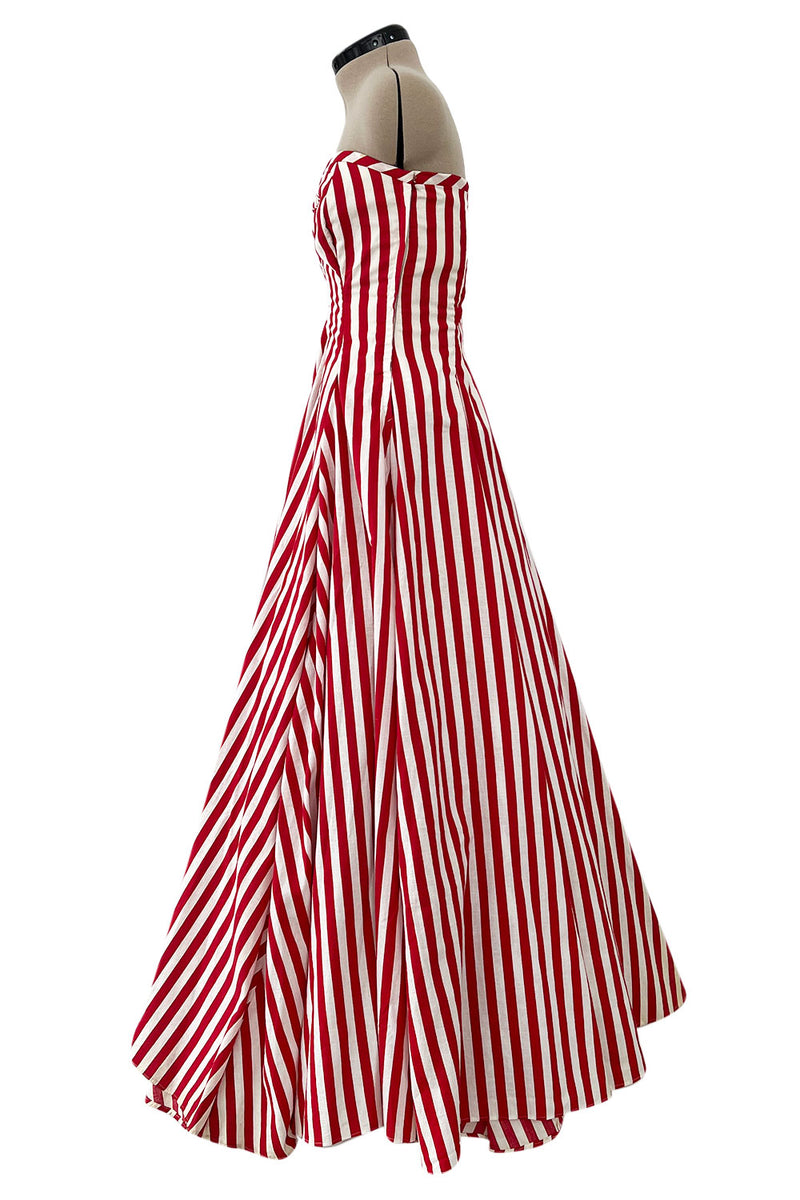 Spectacular 1930s Unlabeled Red & White Striped Cotton Strapless Sweet – Shrimpton Couture