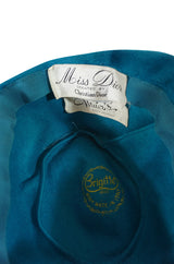 1960s Blue Miss Dior Pillbox Hat with Removeable Pin