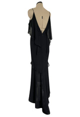 Spring 2004 Yves Saint Laurent by Tom Ford Black Silk Chiffon Dress
