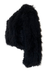 1970s Unlabeled Soft & Fluffy Black Feather Cropped 'Chubby' Jacket