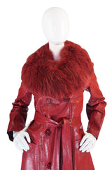 Rare 1970s Red Snakeskin & Fox Gucci Trench Coat