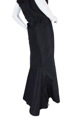 1960s Stanley Korshak Black Silk Beaded Gown