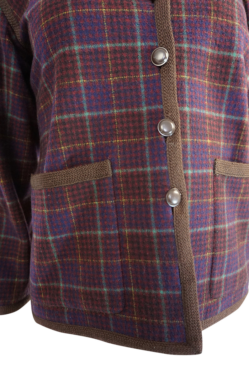 c1966-1970 Yves Saint Laurent Classic Box Cut Plaid Jacket