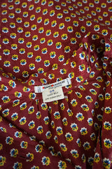 1970s Yves Saint Laurent Pretty Floral Silk Tie Neck Top