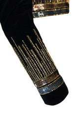 c.1960-63 Jean Patou Beaded & Sequin Black Velvet Jacket